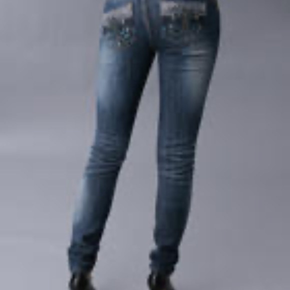 NEW Dereon Rhinestone Bling Stretch Denim Skinny Jeans 5/6 - Picture 15 of 15